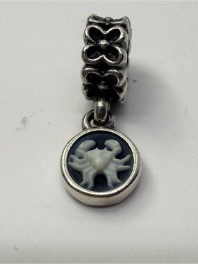 Retired Pandora Cancer Zodiac Cameo Dangle Charm 790500CAM07 RARE